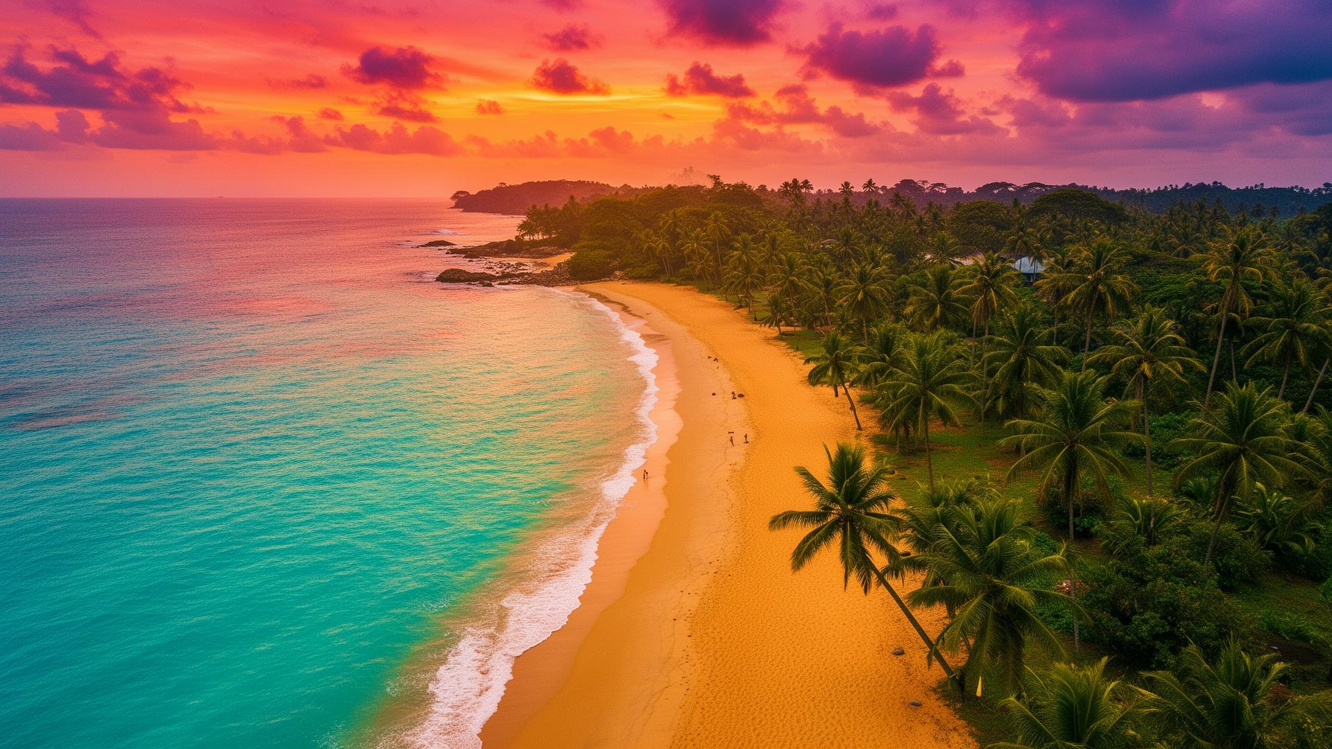 Sri Lanka paradise beach at sunset